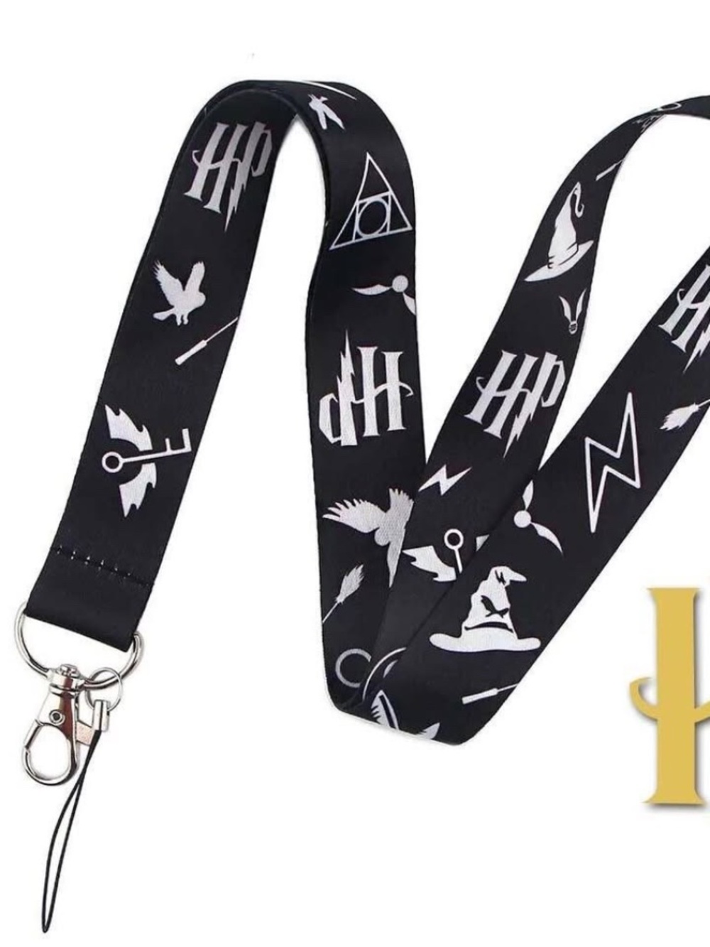 Harry Potter Kawaii Lanyard and Key/Wrist Fob Set - Black/White
